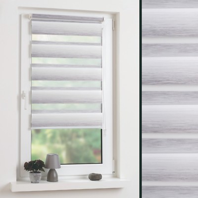 Liedeco Doppelrollo Duo-Rollo Farbverlauf Klemmfix Rollo inkl. Klemmträger grau