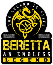 Beretta Firearms Yellow Black Decal Logo Type With Quote Die-cut Sticker Beretta Firearms Yellow Black Decal Logo Type With Quote Die-cut Sticker