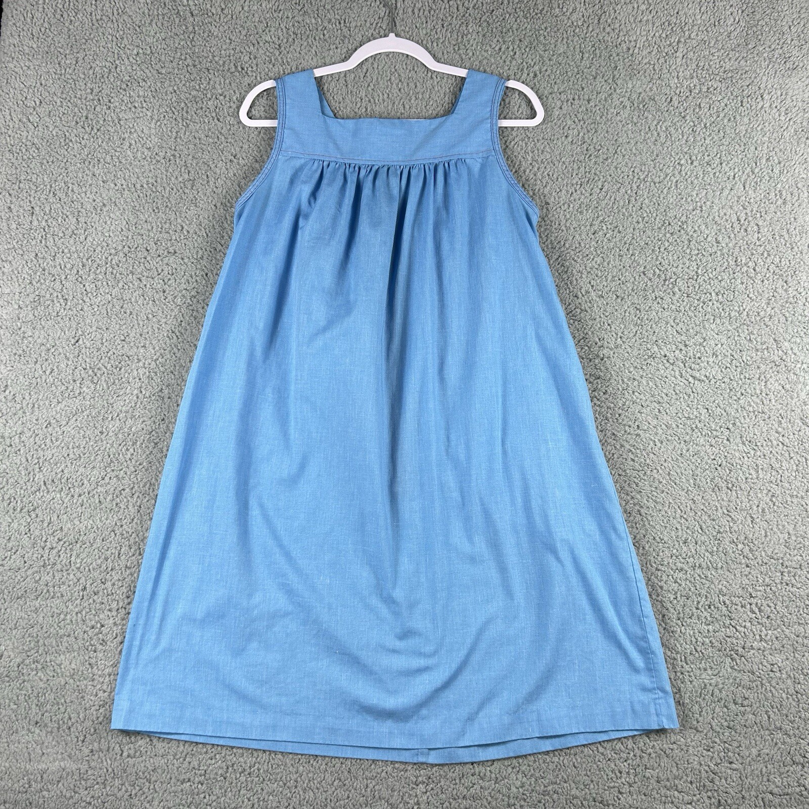 VINTAGE Leisure Life HouseDress Blue Sleeveless E… - image 2