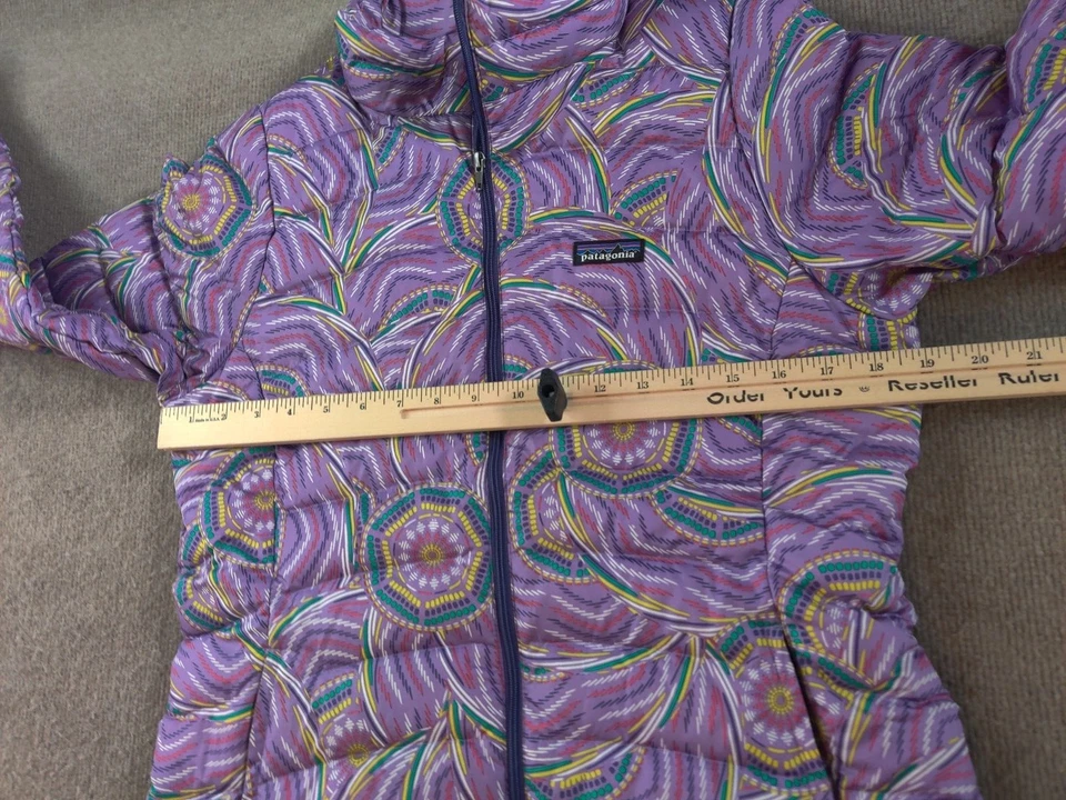 Patagonia Niñas XXL 16-18 Plumón de Pato Acolchado Cremallera Puffer Chaqueta Pin Rueda Púrpura Foto 2 de 4