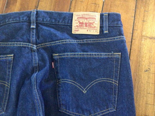 Levis 505 Jeans W42 L30 Herren Mittelblau Regular Straight Fit Vintage Denim - Bild 6 von 9
