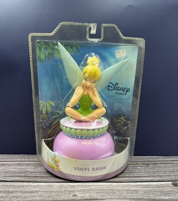 Disney Home Fairy Tinkerbell Peter Pan Vinyl Piggy Bank NIB Enesco