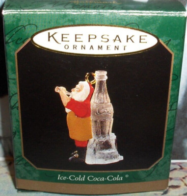 Ice Cold Coca-Cola`1997`Miniature-A Santa ice Sculptor Bottle,Hallmark Ornament