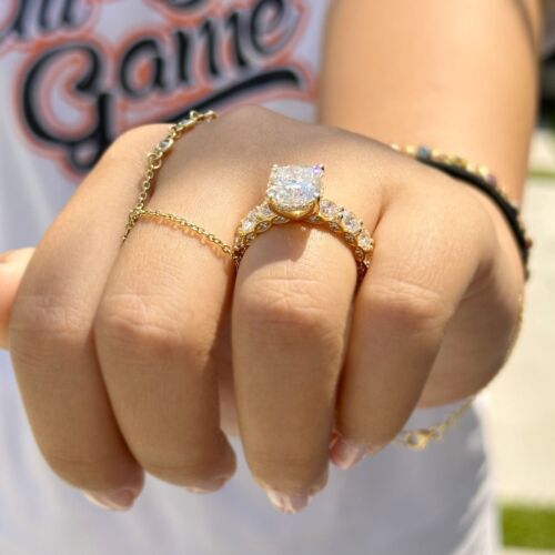 Cushion Cut Diamond Engagement Ring IGI Certified 14k Solid Yellow Gold 7.50ctw - Picture 10 of 14