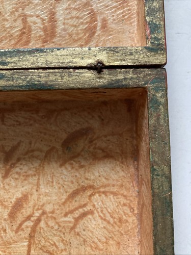 Vintage Florentine Box Wood Papier-mâché Hinged Putti Cherubs Motif Shabby Chic - Foto 11 di 17