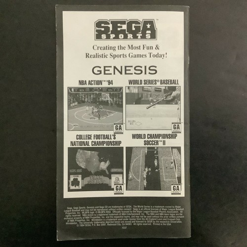 NFL Football '95 SEGA Genesis Instruction Manual Only - Picture 5 of 9
