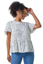 Ditsy Spot Print Peplum Vest Top - Ladies Dusk Fashion Women
