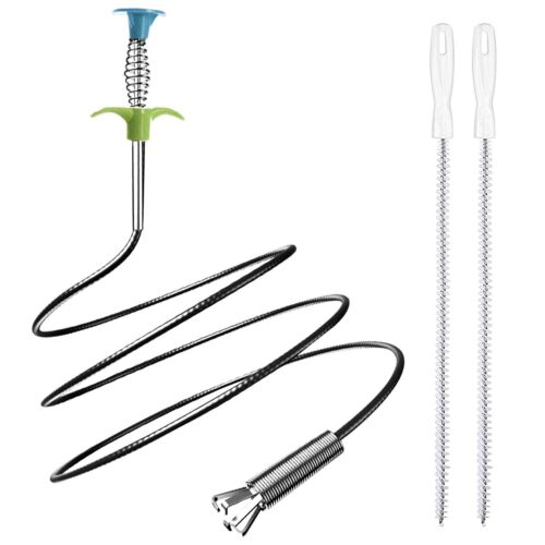 63inch Flexible Hair Drain Clog Remover Tool(1pcs), 17.8inch Cleaning Brush(2...