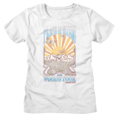 Woodstock Peace & Music 1969 Butterflies Women's T Shirt Rock & Soul Music - Picture 5 of 6