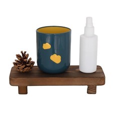 Small Wood Pedestal Stand Brown Riser for Home  Kitchen Decor