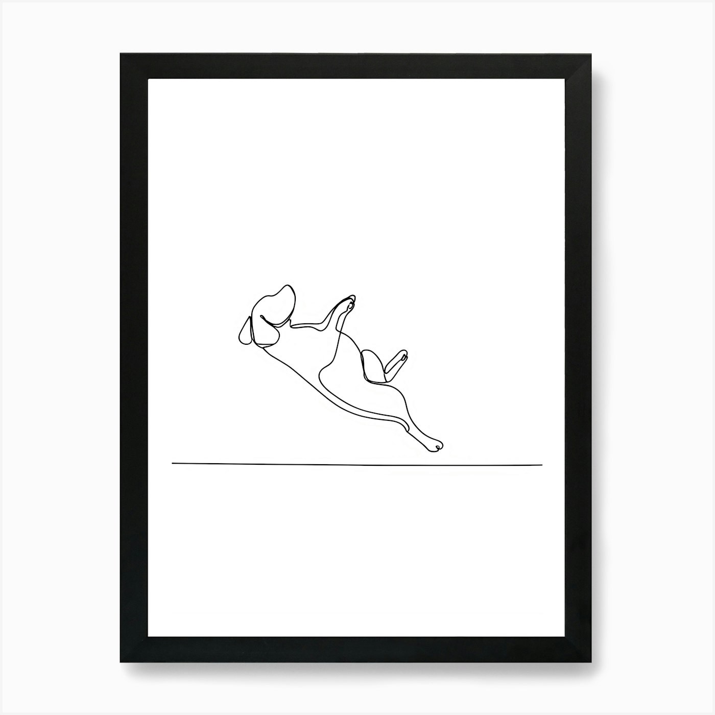 Continuous Line Drawing Dog AR Framed Wall Art Canvas Print Poster  