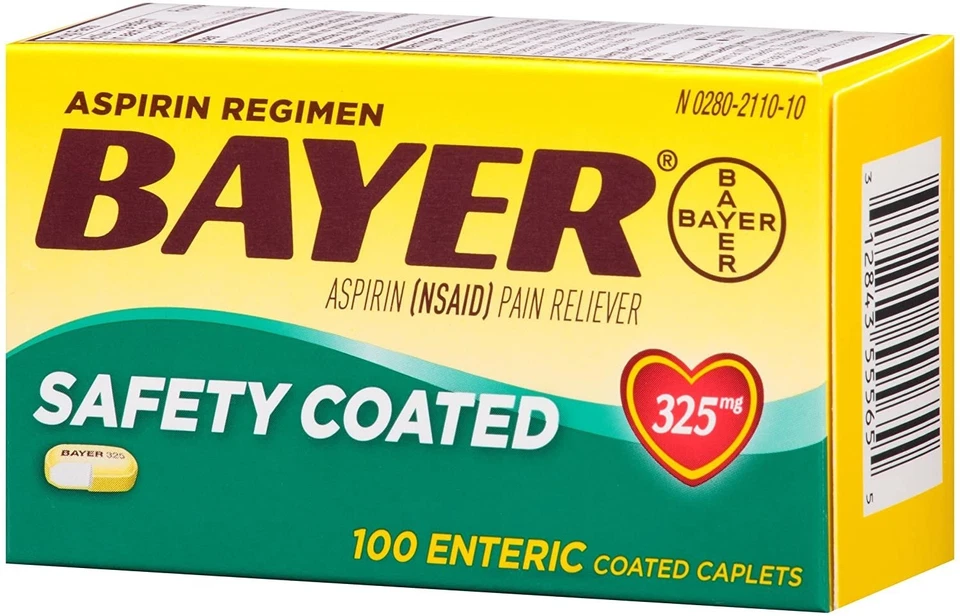 Régimen de aspirina Bayer, comprimidos recubiertos entéricos de 325 mg, analgésico, 100 unidades Foto 2 de 4