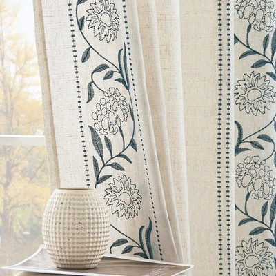 jinchan Winslow Linen Curtains for 50''W x 84''L (Pack of 2), *Linen Blue 