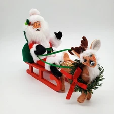  Annalee Mobility Doll Take Off Santa in Sleigh with Reindeer 2016