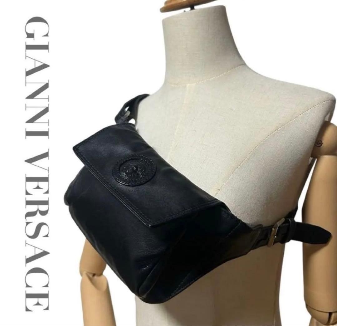 Versace Medusa Logo Leather Crossbody Bag Black Men's Used/Good Condition thumbnail 9