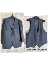 Yves Saint Laurent Gray Suit Jacket Vest Set Formal Business Wedding JAPAN