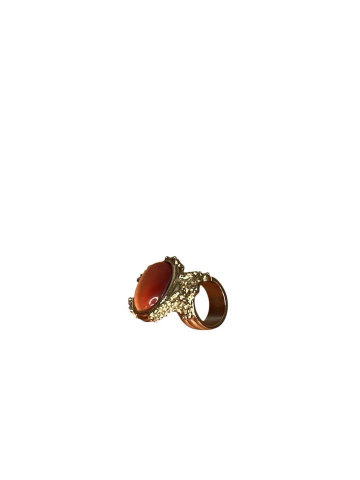 Yves Saint Laurent Arty Ovale Ring – Burnt Orange Cat’s Eye Stone - Pilati Era - Image 3 of 4