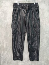 American Eagle Pants Womens 8 Black Faux Leather Cargo High Rise Stretch