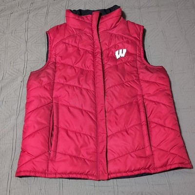 Wisconsin Badgers Columbia Women's Large Vest Reversible Puffer Logo Red Black 