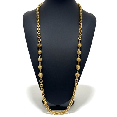 CHANEL COCO Mark CC Logo Ball Long Necklace Gold Accessoire Vintage JAPAN