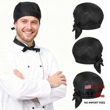 3 Pack Tie/White Chef Hats, Adjustable Chefs Hats for Adults Chefs Black