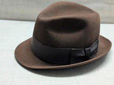 1950s vintage DOBBS fifth avenue FUR FELTED fedora hat 7-3/8 brown  beaver 