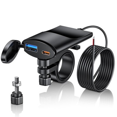 Mini Motorcycle USB Charger, Smart Power Off Motorcycle Phone Charger with Ty...