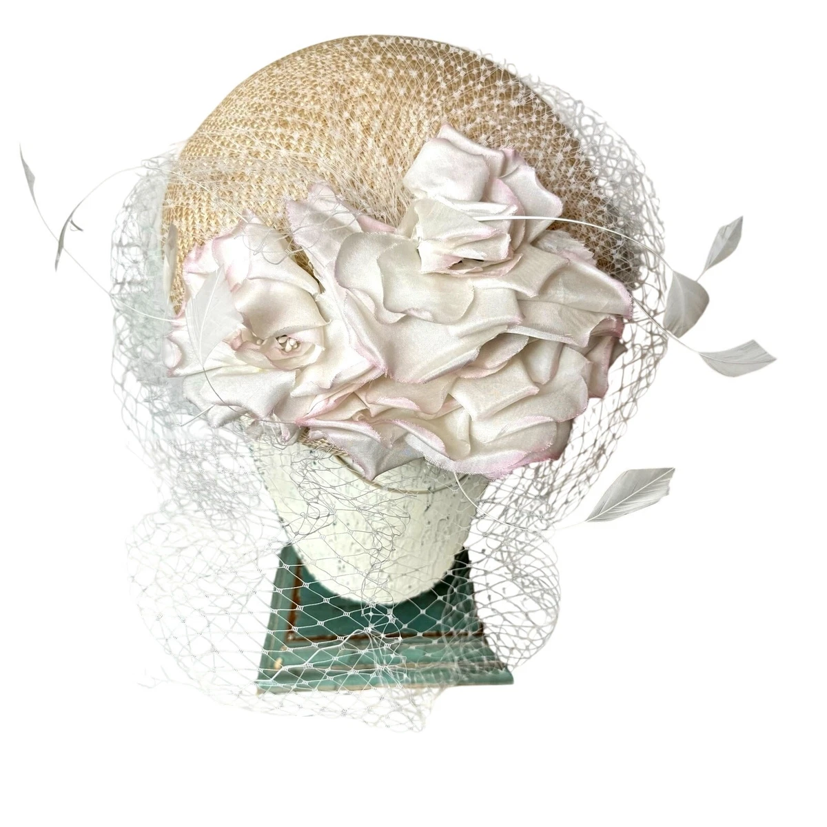Vintage Merrimac Deluxe Fascinator Hat With Birdcage Veil 1950\'s Cocktail Party Veil Hat In Women main image 3