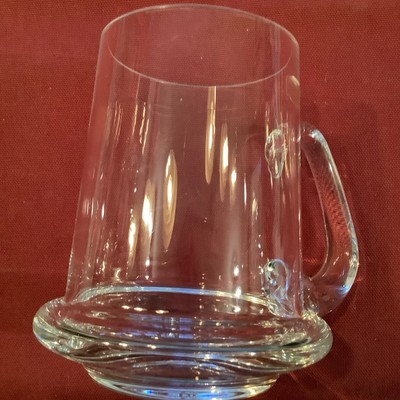 LARGE KROSNO POLAND GLASS BEER MUG - Set Of Two