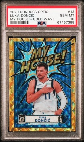 Luka Doncic [Gold Wave] #13 2020 Panini Donruss Optic My House card