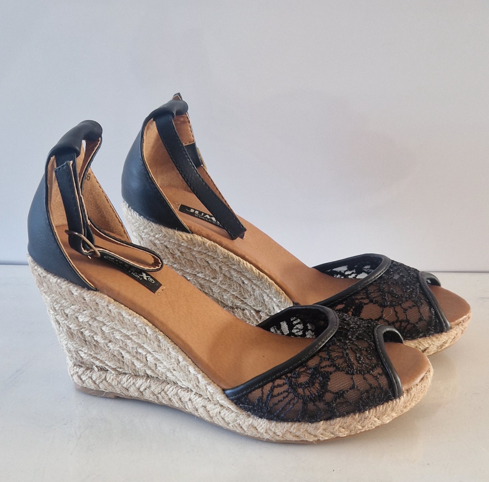 APL Sandali con plateau donna zeppa UK taglia 3 neri ecopelle scamosciata nuovi