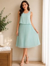 LC Lauren Conrad Mint Green Pleated Chiffon Overlay Dress Size 4 Sleeveless