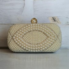 Pearl Elegant formal Clutch With Detachable Gold Handle