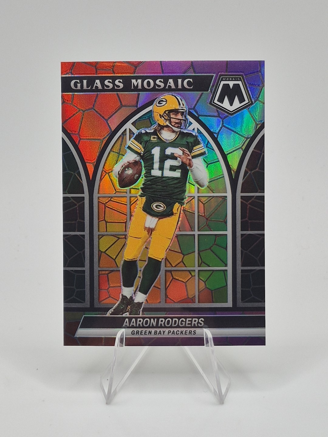 AARON RODGERS - 2022 MOSAIC FOOTBALL STAINED GLASS SSP CASE HIT