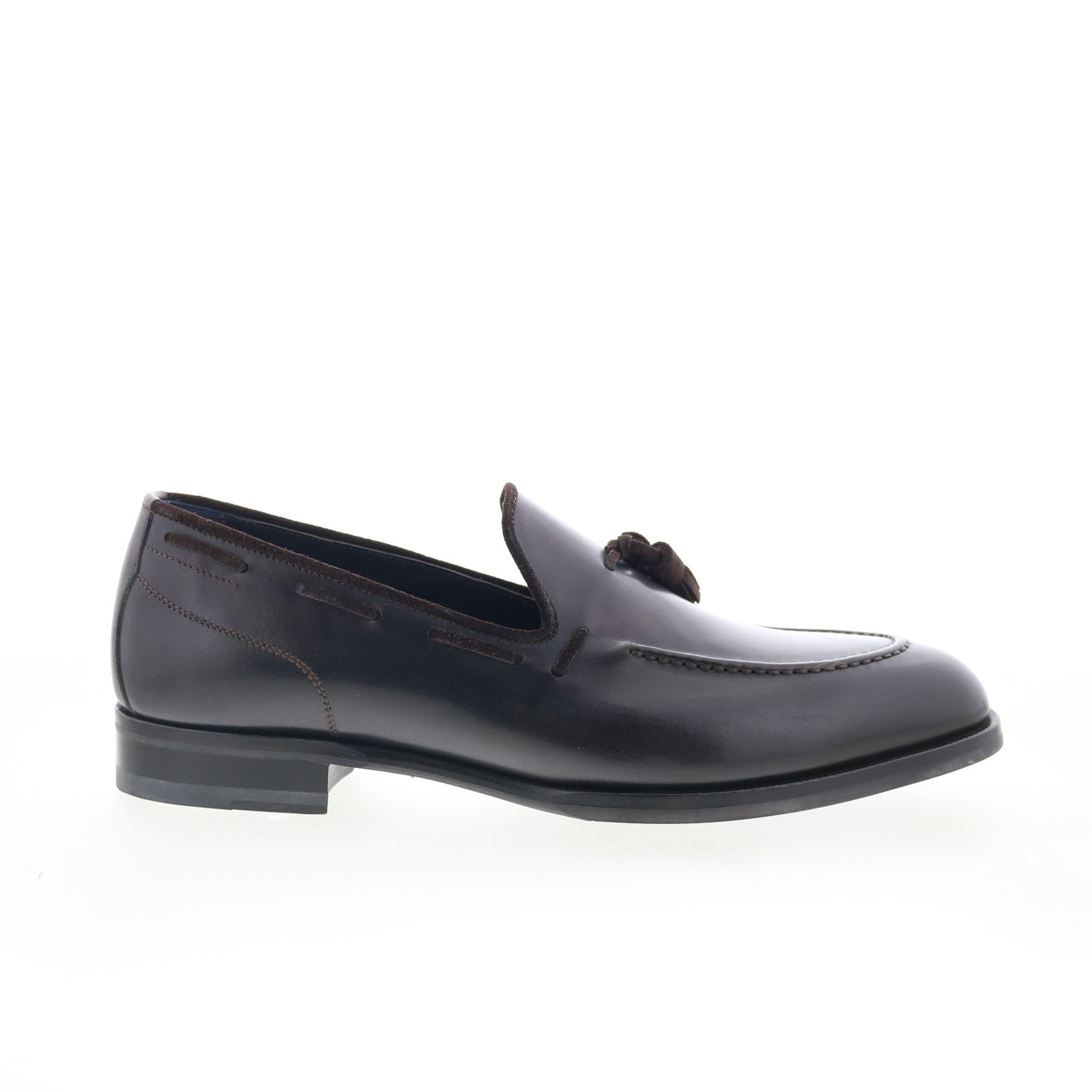 Di Bianco Cercola Mens Brown Leather Slip On Loafers & Slip Ons Casual Shoes 9