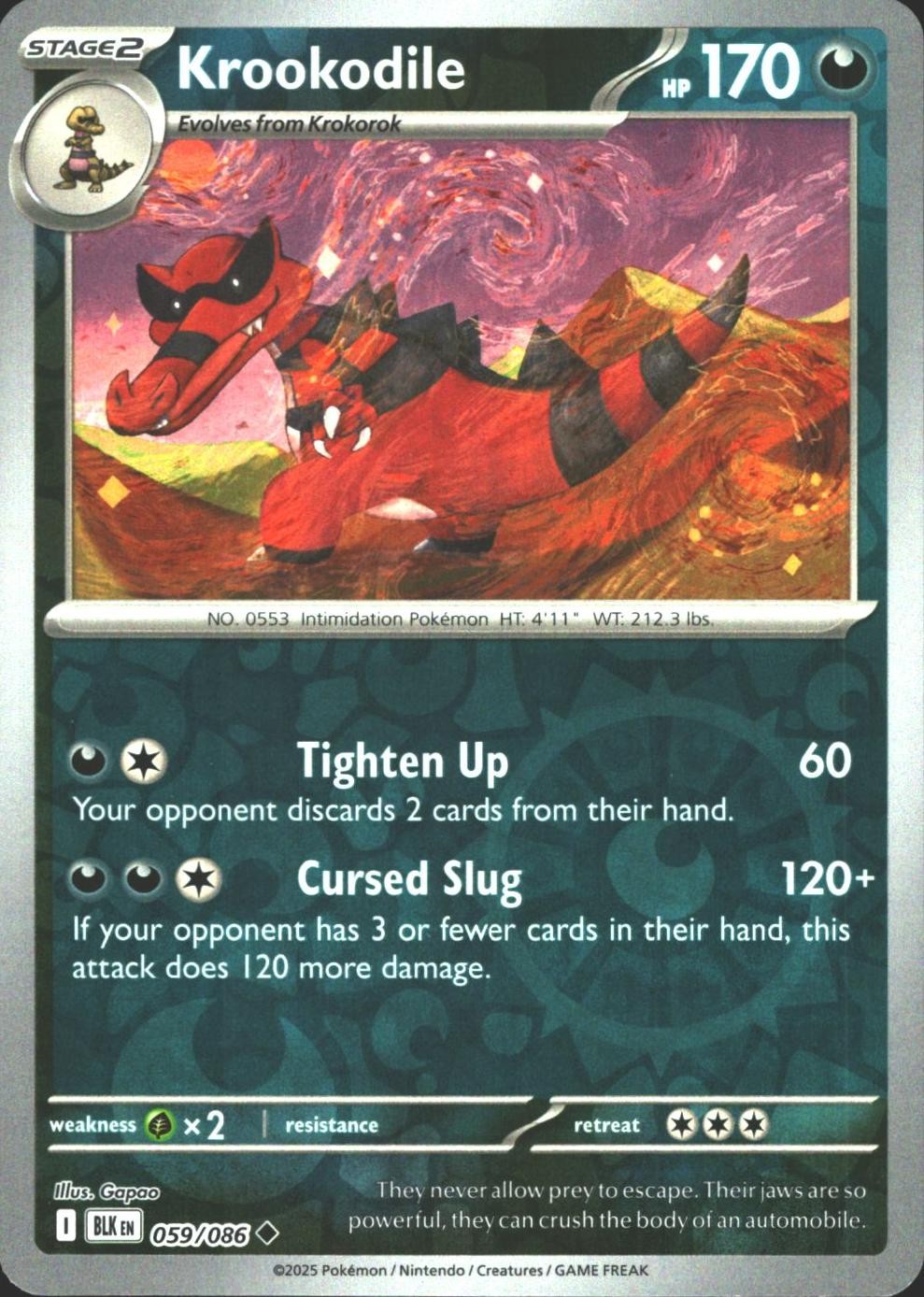 Krookodile 059/086 Uncommon Black Bolt Pokemon Reverse Holo Lightly Played