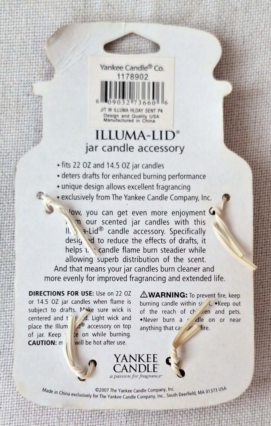 Yankee Candle Illuma Lid Jar Topper Peace, Hope, Joy Christmas, Holiday 2007