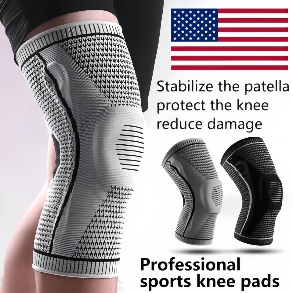 Knee Sleeves Compression Brace Support Sport Joint Injury Pain Arthritis Relief - Image 2 of 4