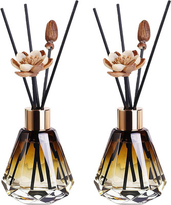 2Pcs 2oz Amber Gradation Glass Diffuser Bottles Empty Refillable Jars for Decor