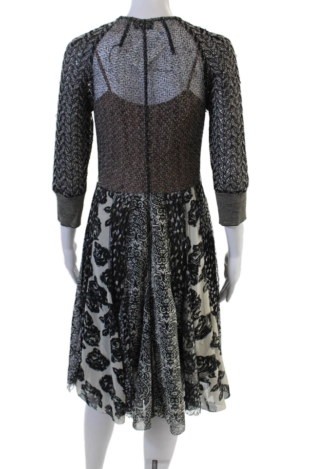 Byron Lars Womens Fit & Flare Shirt Dress Black Floral Boho Size 2 - Image 3 of 4