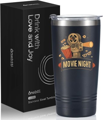 Onebttl Filmabend Geschenke, Filmabend Zubehör, 20 Unzen Edelstahl Becher mit