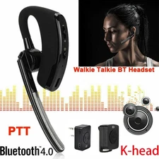 Wireless Bluetooth Walkie Talkie Earpiece Headset Microphone PTT Two Way Radio
