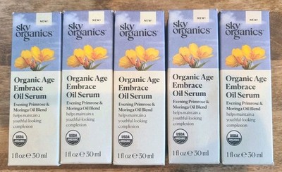 Lot/5 Sky Organics Organic Age Embrace Oil Serum 1oz Evening Primrose Jojoba 