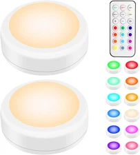 LED Puck Lights with Remote Control, RGB 13 Color Changing under Cabinet Lightin