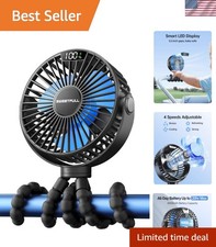 2026 Upgrade Portable Stroller Fan with LED Display, 4 Speed Rechargeable Min...