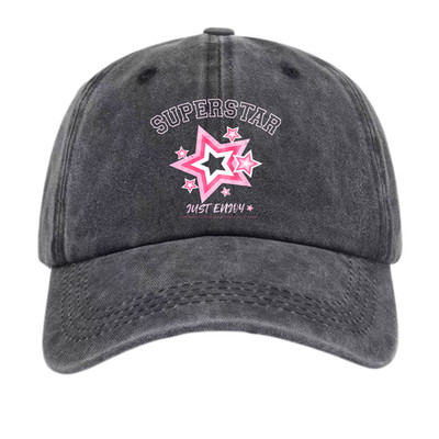 ''Superstar Just Enjoy'' Star Dad Hat - Unisex Y2K Washed Cotton Casual Cap