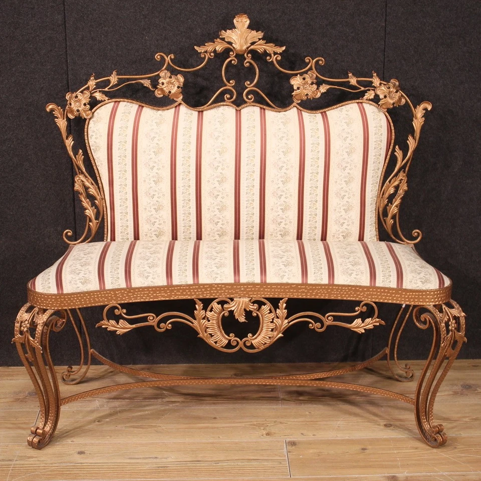 Canapé fer forgé années 60 Pier Luigi Colli meuble vintage 20ème siècle salon - Photo 3/4