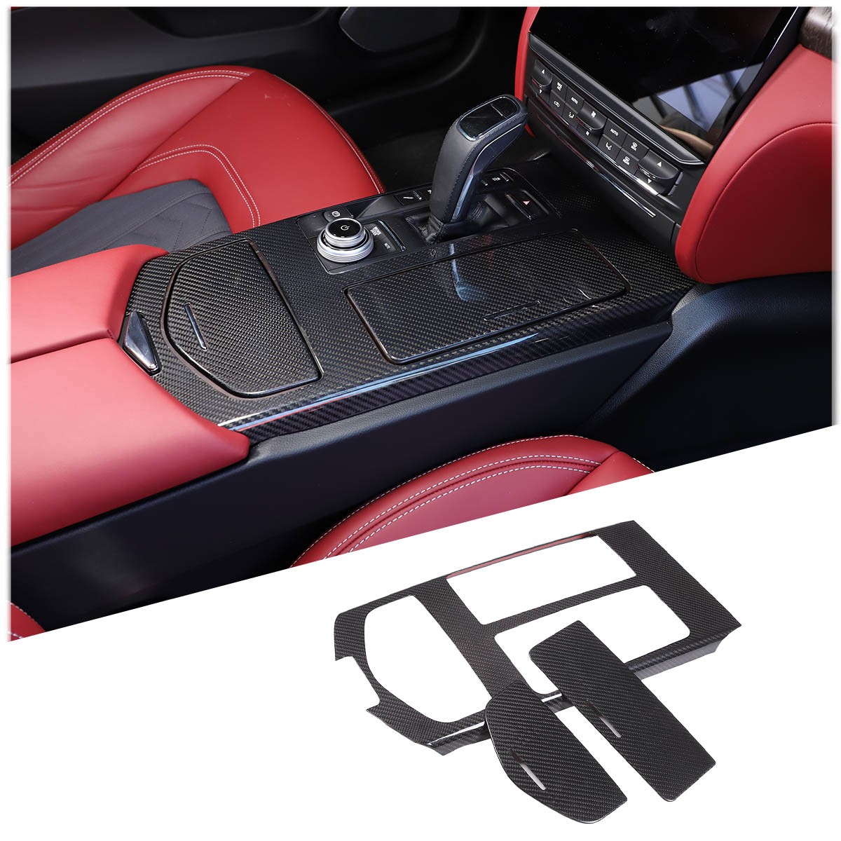 For Maserati Ghibli 2017-2023 Carbon Fiber Center Control Gear Shift Trim Panel