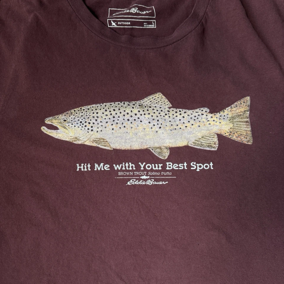 Camiseta de Pesca Eddie Bauer Para Hombre Grande 100% Algodón Exterior Gráfico Camiseta Foto 2 de 4