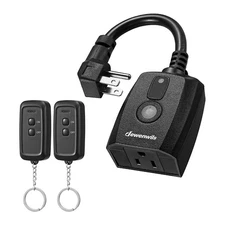DEWENWILS Wireless Outdoor Outlet with 2 Remotes Weatherproof for Holiday Decor